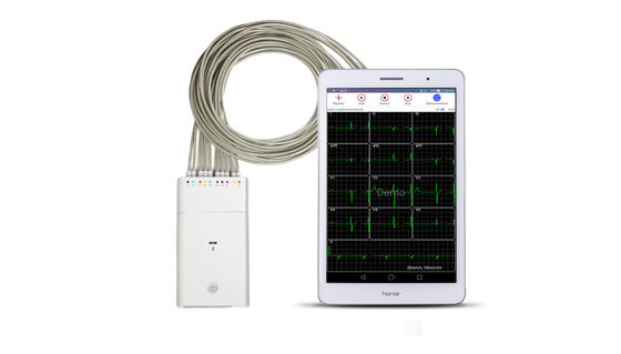 Perekam Sinyal EKG Putih Sistem Andriod Mesin EKG Bluetooth