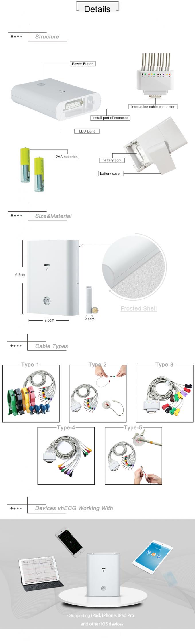 Portable peralatan ECG iCV200 iPad dengan bluetooth